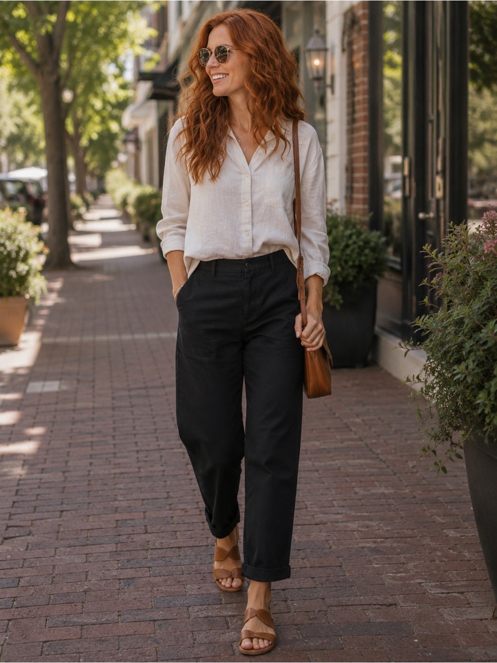 Vince Black Cropped Straight-Leg Pants missing button